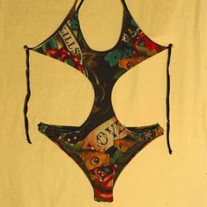 Rare Ed Hardy Koi print mono-kini